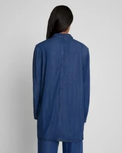 7 For All Mankind Denim Lustre Easy Blazer In Dark Indigo -Mod Cloth Store 1b1c1b47806c464de6a66cd57b950187