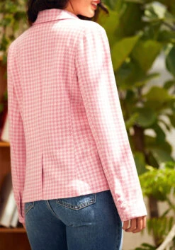 Keep It Classic Blazer -Mod Cloth Store 206820 pink houndstooth 6