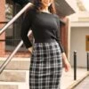 Cider Sipper Pencil Skirt 1 Cider Sipper Pencil Skirt -Mod Cloth Store 207558 BLK GRYPLAID 2