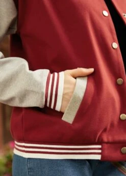 Bases Loaded Baseball Jacket -Mod Cloth Store 207611 BURGANDY GRY 7 2