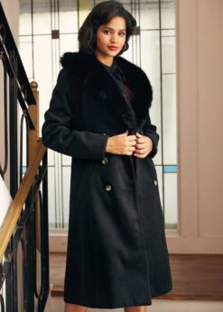 Elegance Reimagined Fur Trim Coat -Mod Cloth Store 207895 BLK 6