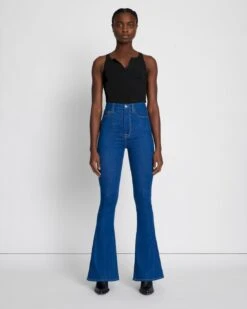 7 For All Mankind No Filter Ultra High Rise Skinny Flare In Aquamarine