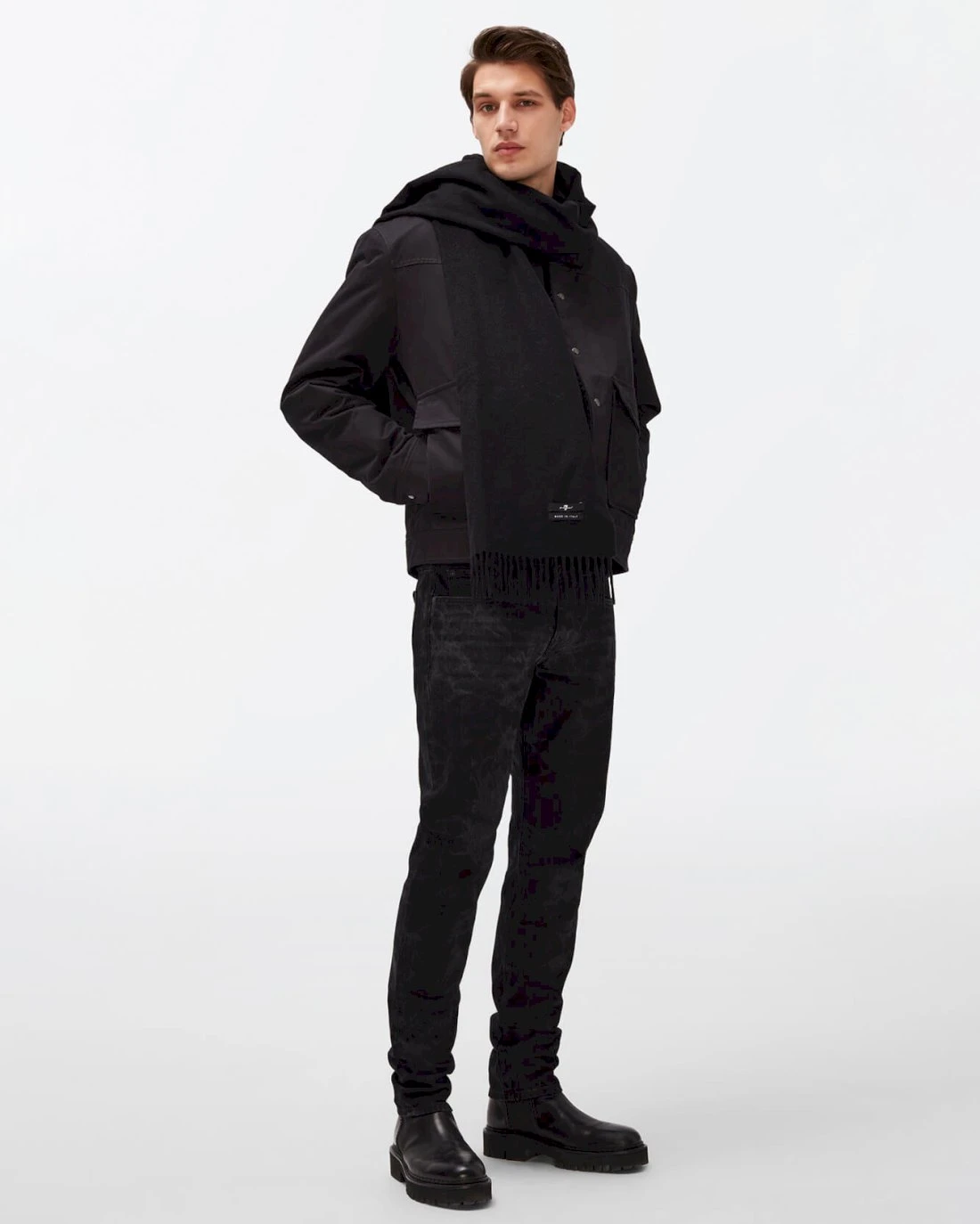 7 For All Mankind Cashmere Blend Scarf In Black 4 7 For All Mankind Cashmere Blend Scarf In Black - Image 2