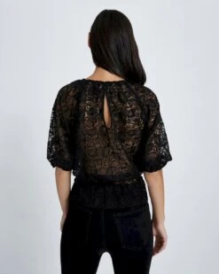 7 For All Mankind Soft Volume Lace Top In Black -Mod Cloth Store 4623aec4015e6faa174ed6cb0c9852b7