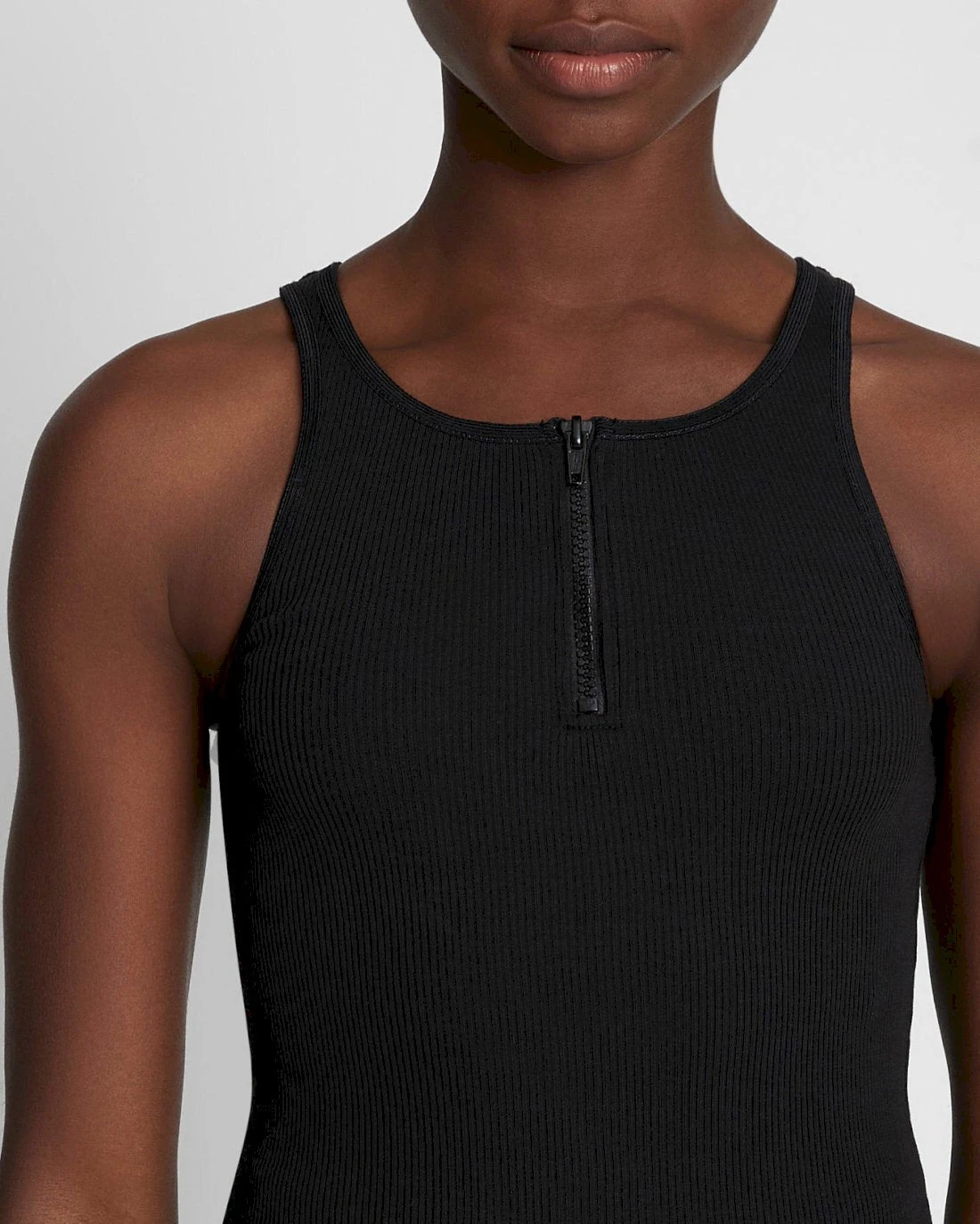 7 For All Mankind Quarter Zip Ribbed Tank In Moonless Night 5 7 For All Mankind Quarter Zip Ribbed Tank In Moonless Night - Image 3