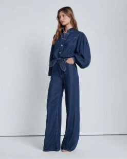 7 For All Mankind Denim Lustre Jo Jumpsuit In Curious