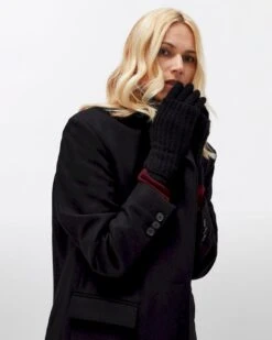 7 For All Mankind Double Layer Wool Gloves In Black