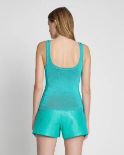 7 For All Mankind High Shine Quarter Zip Ribbed Tank In Atlantis -Mod Cloth Store 6074af68915ab1ba5cf6f9b03da5692b