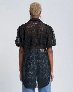 7 For All Mankind Puff Sleeve Lace Button-Up Tunic In Black 9 7 For All Mankind Puff Sleeve Lace Button-Up Tunic In Black -Mod Cloth Store 741043a2002645696801697813302af8