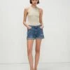 7 For All Mankind Broken Twill Mid Roll Short In Bright Light Destroy