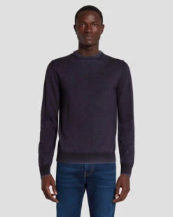 7 For All Mankind Merino Wool Sweater In Navy
