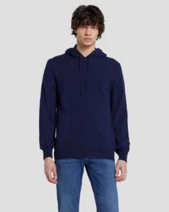 7 For All Mankind Cashmere Hoodie In Navy