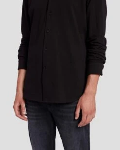 7 For All Mankind Pique Knit Button Down In Black 12 7 For All Mankind Pique Knit Button Down In Black -Mod Cloth Store 7M260340 BLK 5