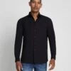 7 For All Mankind Long Sleeve Poplin Shirt In Black -Mod Cloth Store 7M543M21 BLK 1