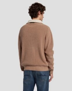 7 For All Mankind Half Zip Sweater In Sand -Mod Cloth Store 7MHZMK03 SOW 4