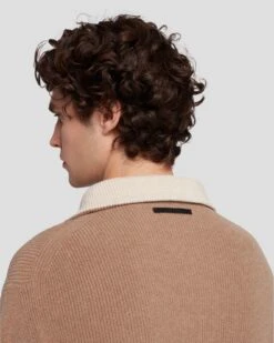 7 For All Mankind Half Zip Sweater In Sand -Mod Cloth Store 7MHZMK03 SOW 6