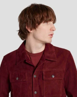 7 For All Mankind Suede Western Jacket In Burgundy -Mod Cloth Store 7MSEMH20 BDY 3