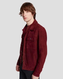 7 For All Mankind Suede Western Jacket In Burgundy -Mod Cloth Store 7MSEMH20 BDY 5