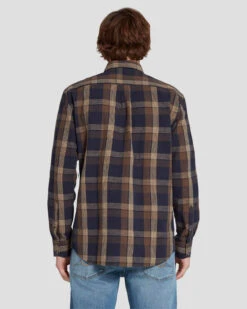 7 For All Mankind Linen Blend Button Up Shirt In Check -Mod Cloth Store 7MSFMH43 BRN 4