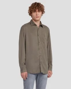 7 For All Mankind Tencel Shirt In Grey