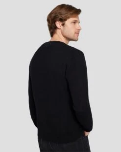 7 For All Mankind Cashmere Wool Instarsia Crewneck In Black -Mod Cloth Store 7MSHMY23 BLK 5