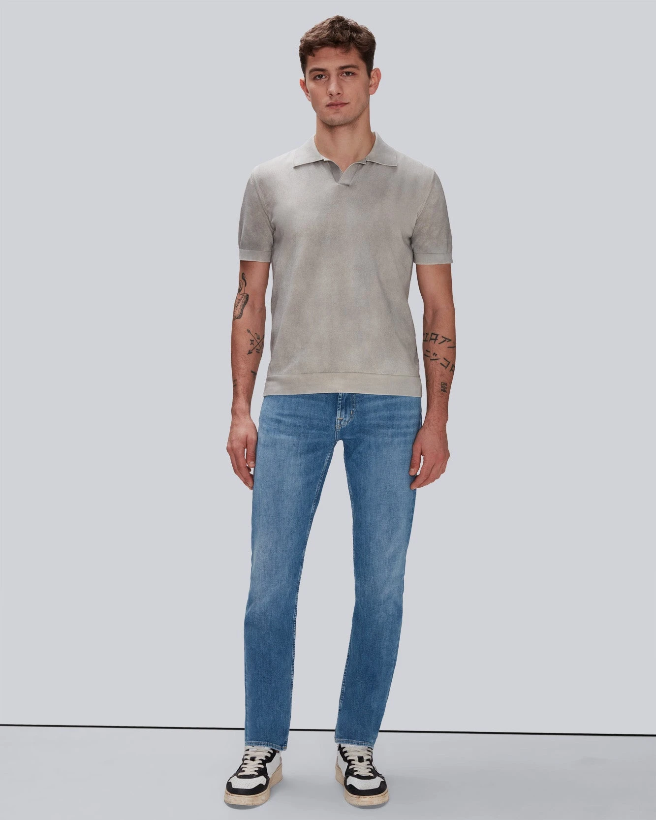 7 For All Mankind Garment Dyed Cotton Polo In Gentle Grey 4 7 For All Mankind Garment Dyed Cotton Polo In Gentle Grey - Image 2