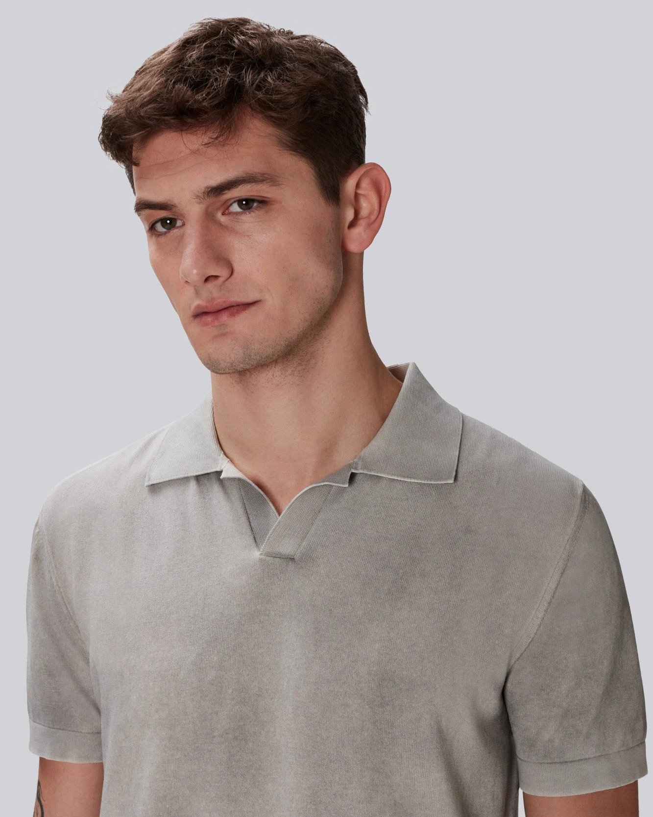 7 For All Mankind Garment Dyed Cotton Polo In Gentle Grey 5 7 For All Mankind Garment Dyed Cotton Polo In Gentle Grey - Image 3