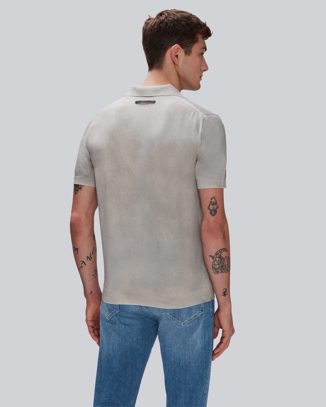 7 For All Mankind Garment Dyed Cotton Polo In Gentle Grey 6 7 For All Mankind Garment Dyed Cotton Polo In Gentle Grey - Image 4