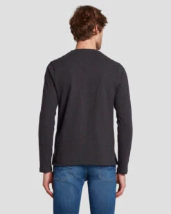 7 For All Mankind Long Sleeve Henley In Naval Blue -Mod Cloth Store 7MSPMH37 NVB 4