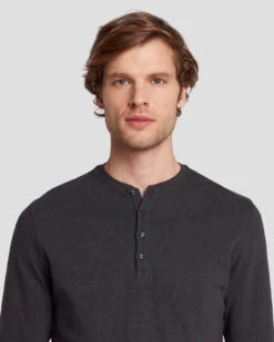 7 For All Mankind Long Sleeve Henley In Naval Blue -Mod Cloth Store 7MSPMH37 NVB 5