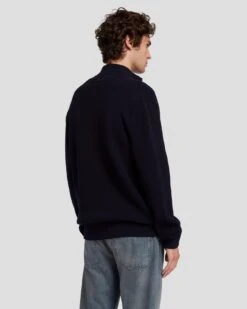 7 For All Mankind Luxe Performance Zip Sweater In Navy -Mod Cloth Store 7MSWMH14 NVY 4