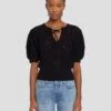 7 For All Mankind Short Sleeve Crochet Sweater In Black -Mod Cloth Store 7N118C72 BLK 5