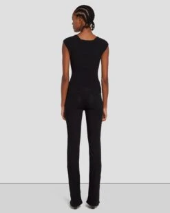 7 For All Mankind Sweetheart Rib Top In Black -Mod Cloth Store 7N119D35 BLK 5