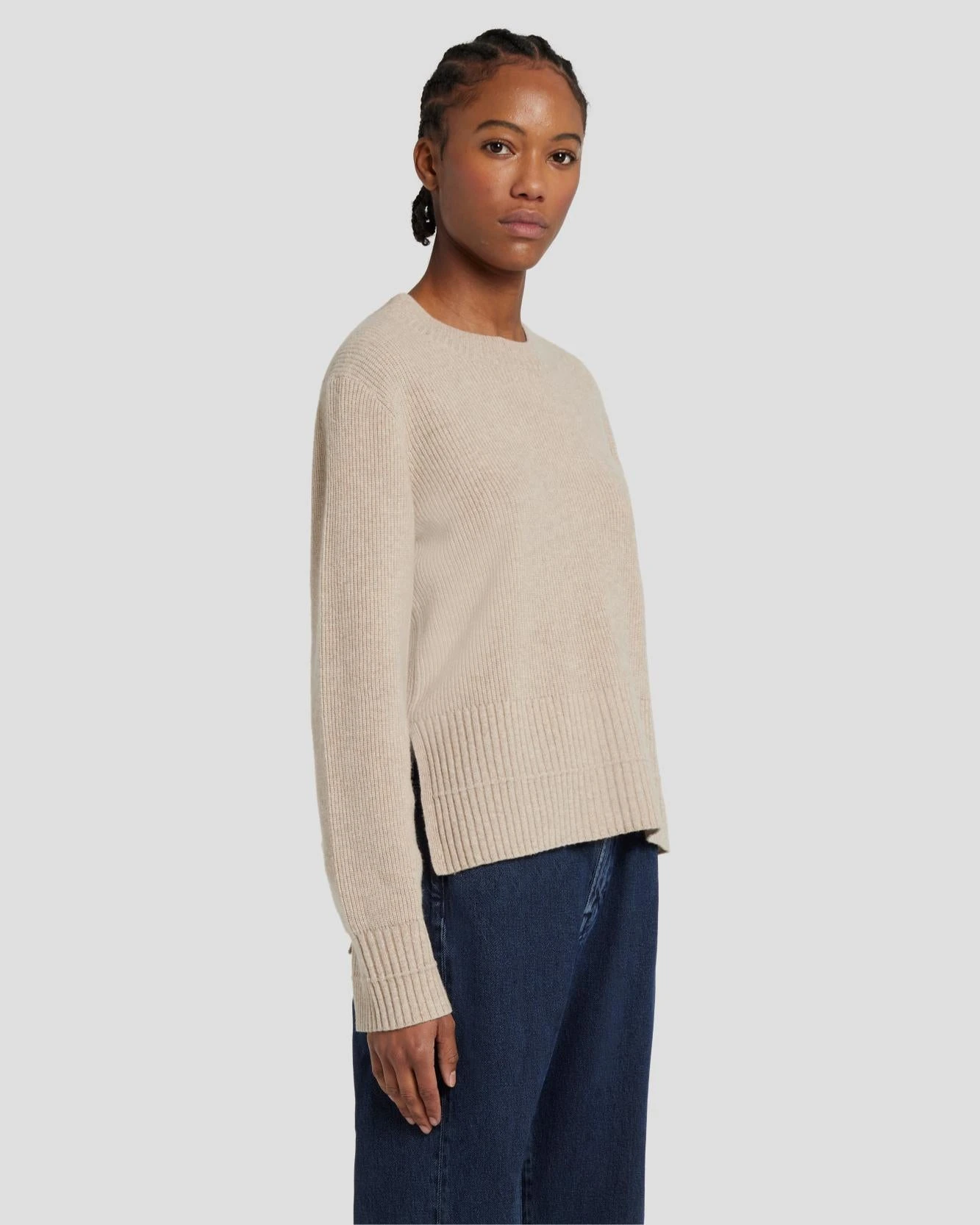 7 For All Mankind Cashmere Crewneck Sweater In Oatmeal 4 7 For All Mankind Cashmere Crewneck Sweater In Oatmeal - Image 2