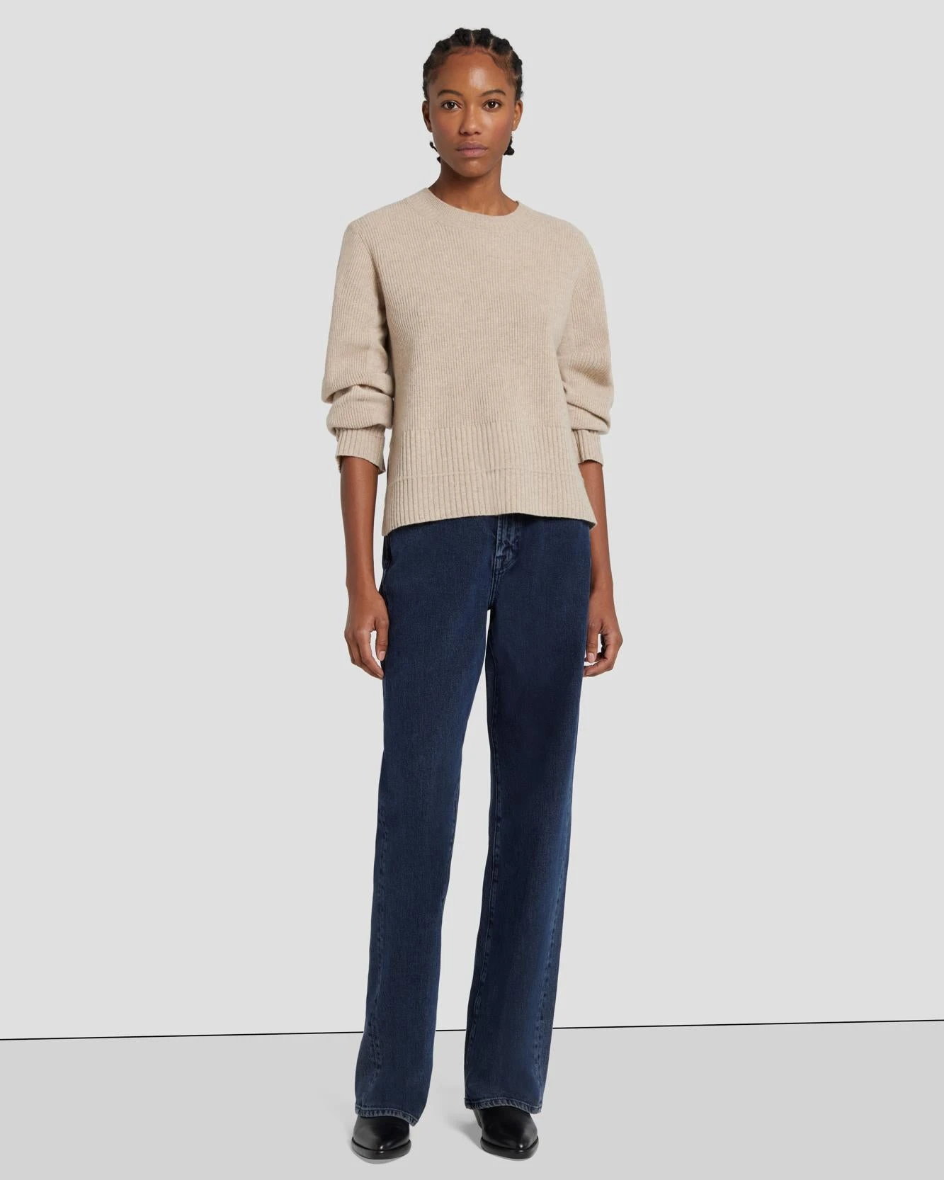 7 For All Mankind Cashmere Crewneck Sweater In Oatmeal 5 7 For All Mankind Cashmere Crewneck Sweater In Oatmeal - Image 3