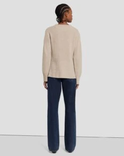 7 For All Mankind Cashmere Crewneck Sweater In Oatmeal 11 7 For All Mankind Cashmere Crewneck Sweater In Oatmeal -Mod Cloth Store 7N122F34 OAT 4