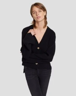 7 For All Mankind Cashmere Cardigan In Black -Mod Cloth Store 7N123F34 BLK 6