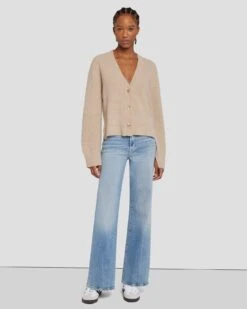 7 For All Mankind Cashmere Cardigan In Oatmeal -Mod Cloth Store 7N123F34 OAT 6