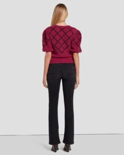 7 For All Mankind Puff Diamond Sweater In Raspberry -Mod Cloth Store 7N126F41 RBR 4