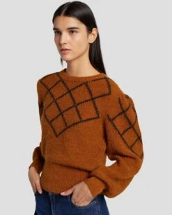 7 For All Mankind Diamond Sweater In Ginger -Mod Cloth Store 7N128F41 GIN 3