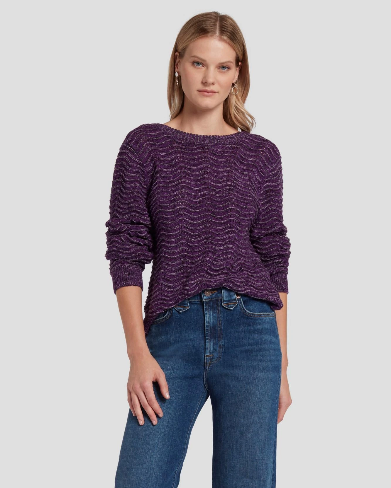 7 For All Mankind Cross Back Sweater In Violet 3 7 For All Mankind Cross Back Sweater In Violet