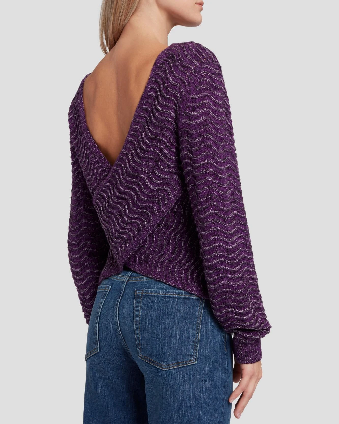 7 For All Mankind Cross Back Sweater In Violet 4 7 For All Mankind Cross Back Sweater In Violet - Image 2