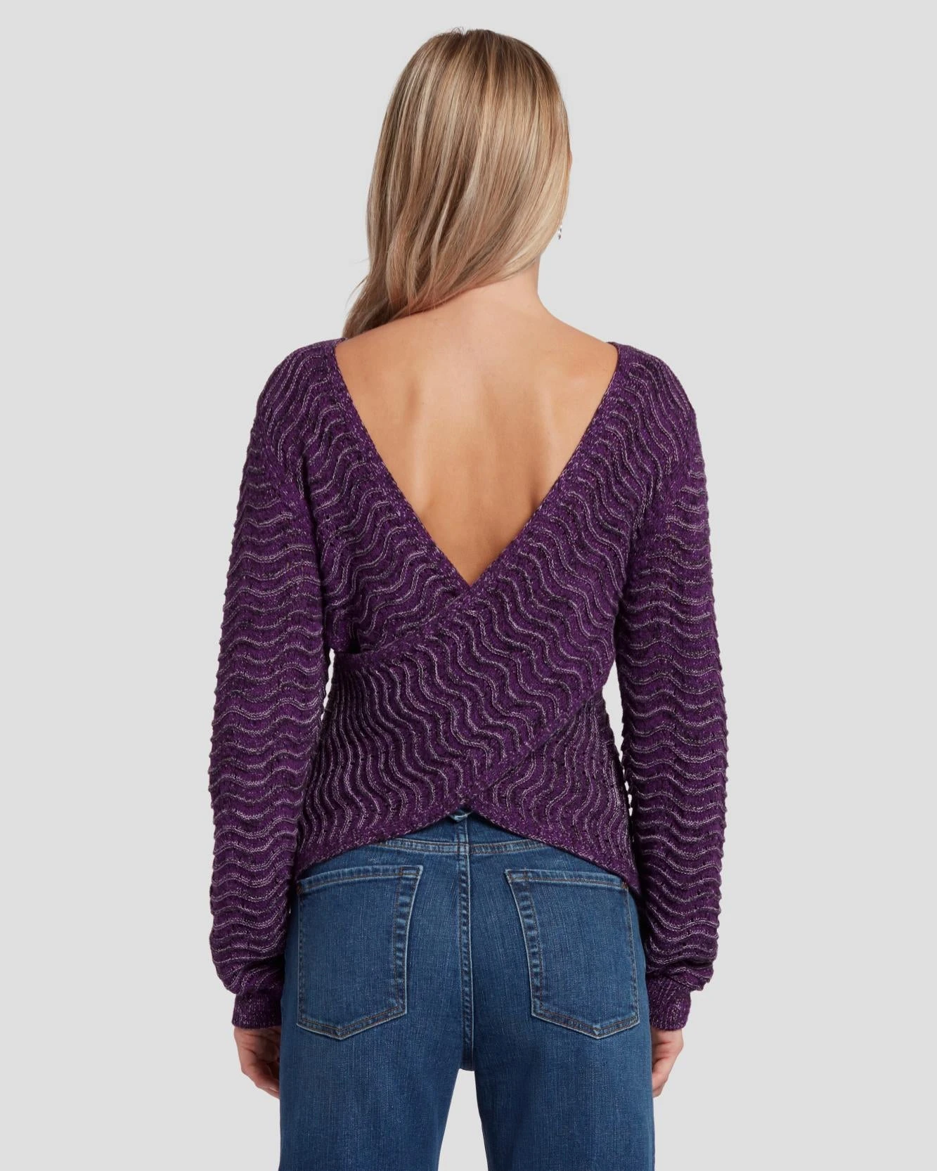 7 For All Mankind Cross Back Sweater In Violet 6 7 For All Mankind Cross Back Sweater In Violet - Image 4