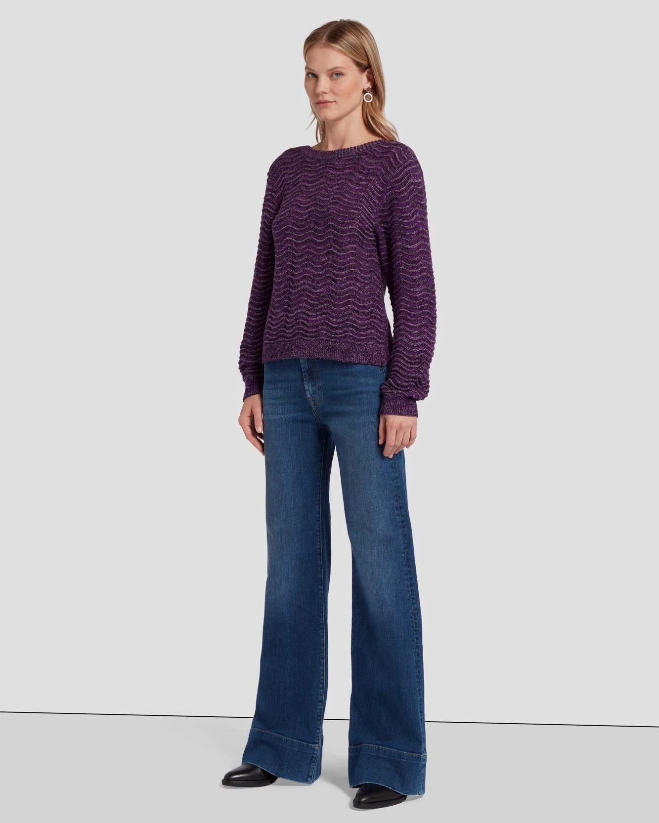 7 For All Mankind Cross Back Sweater In Violet 8 7 For All Mankind Cross Back Sweater In Violet - Image 6