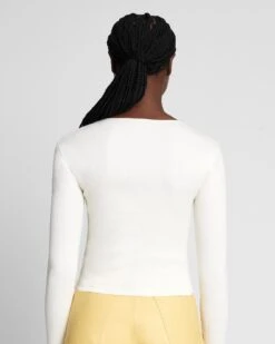 7 For All Mankind Quarter Zip Ribbed Top In Antique White -Mod Cloth Store 7N331F08 ANW 4