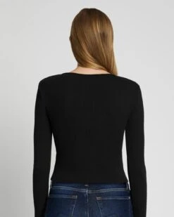 7 For All Mankind Quarter Zip Ribbed Top In Moonless Night -Mod Cloth Store 7N331F08 MLN 4