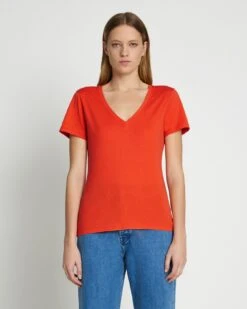 7 For All Mankind Pima Cotton Easy V-Neck Tee In Koi