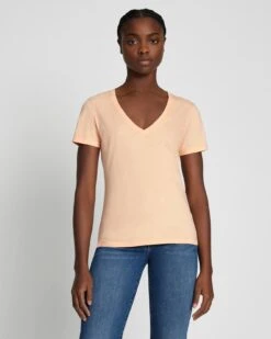 7 For All Mankind Pima Cotton Easy V-Neck Tee In Prairie Sunset