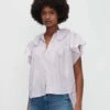 7 For All Mankind Peter Pan Collar Ruffle Top In Light Lilac -Mod Cloth Store 7N525C51 LTL 01
