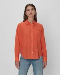 7 For All Mankind Eyelet Classic Shirt In Tigerlily